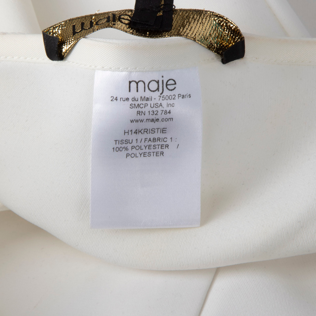 Maje White Blouse With Side Black Stripe
