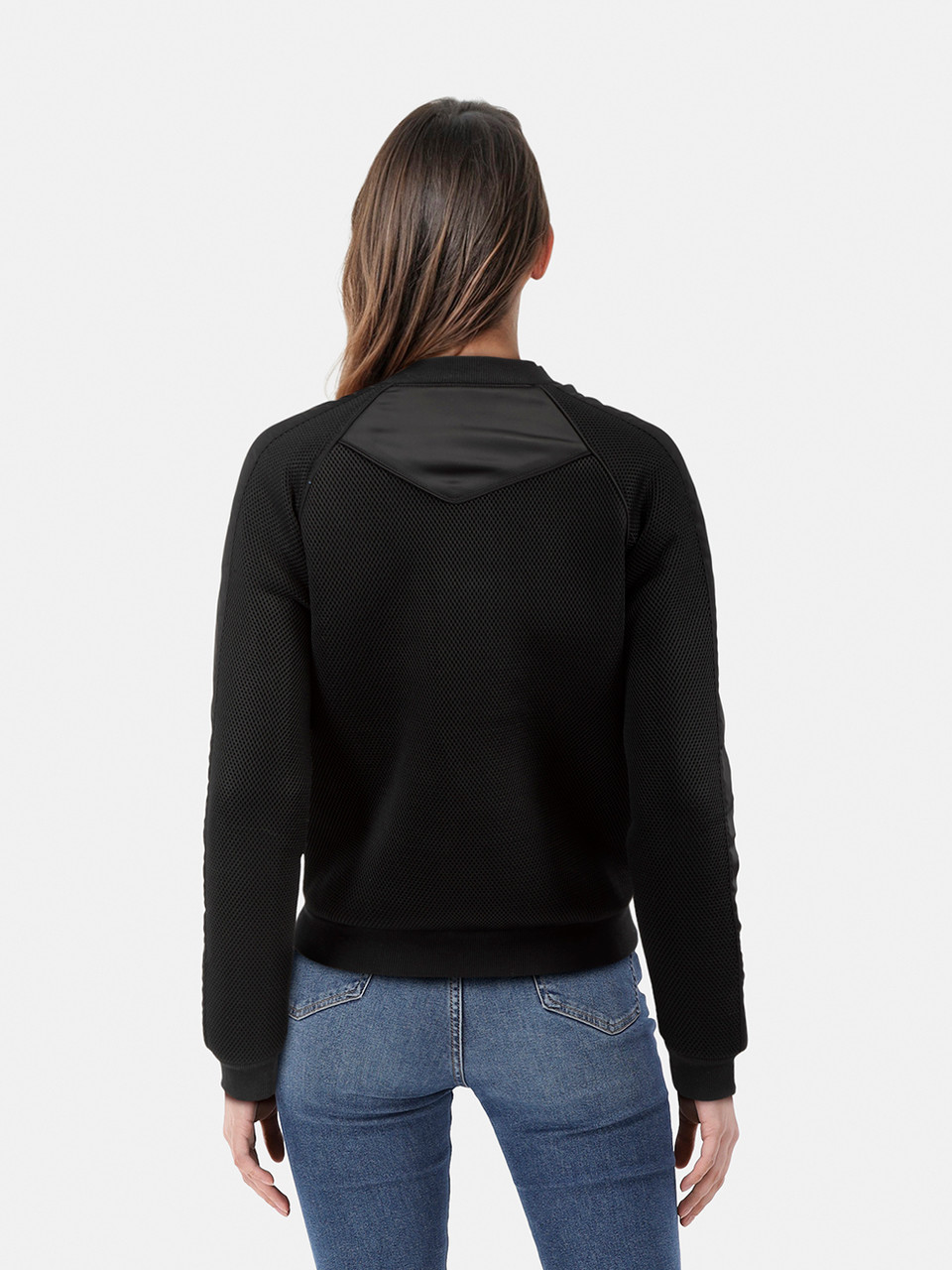 Maje Black Mesh Panelled Bomber Jacket