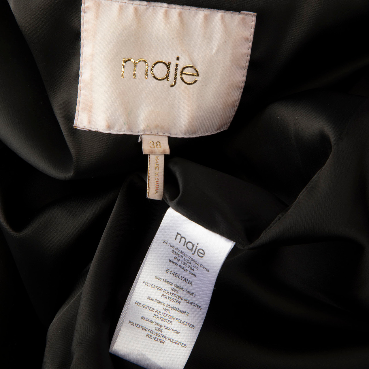 Maje Black Mesh Panelled Bomber Jacket