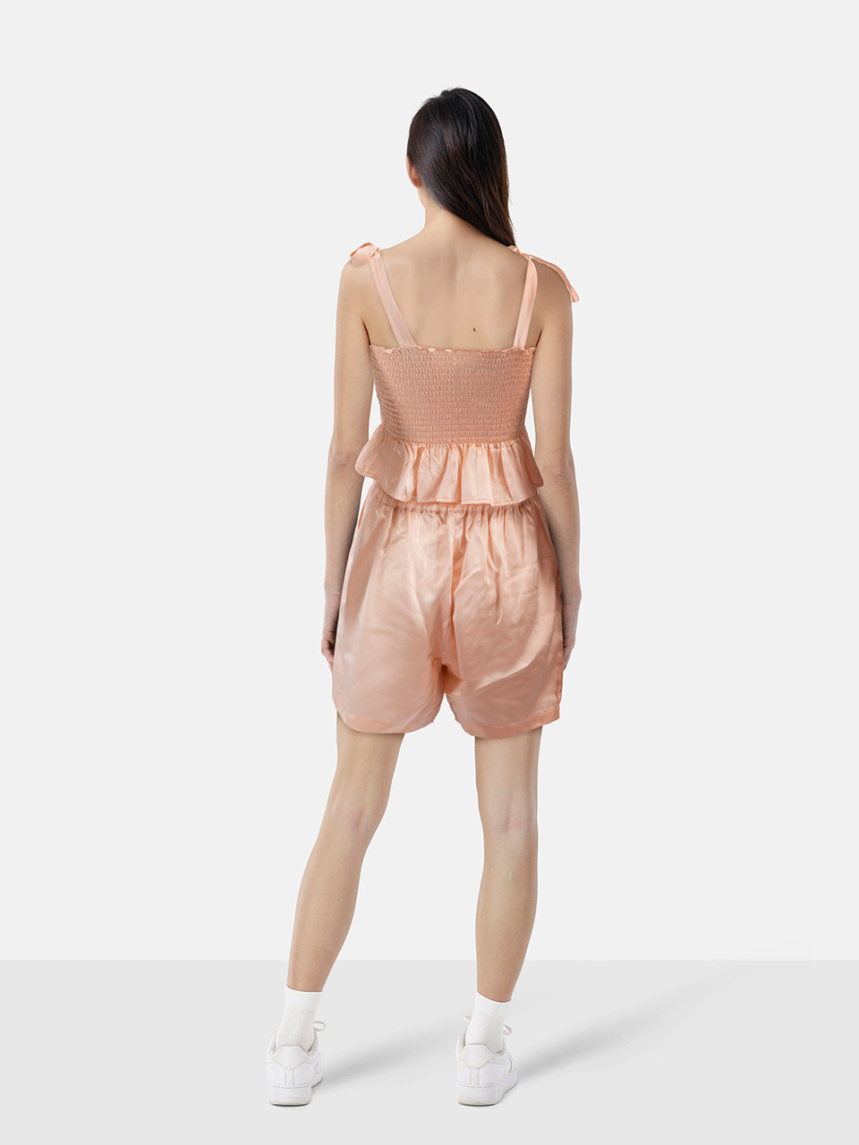 Sleeper Pink Silk Shirred Pyjama Set