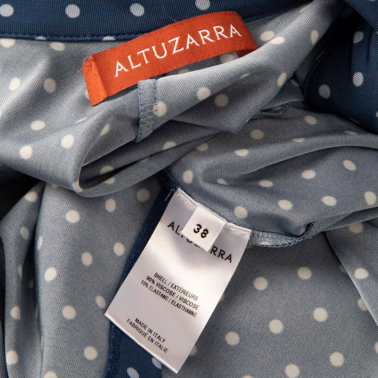 Altuzarra Blue Polkadot Ruched Midi Dress