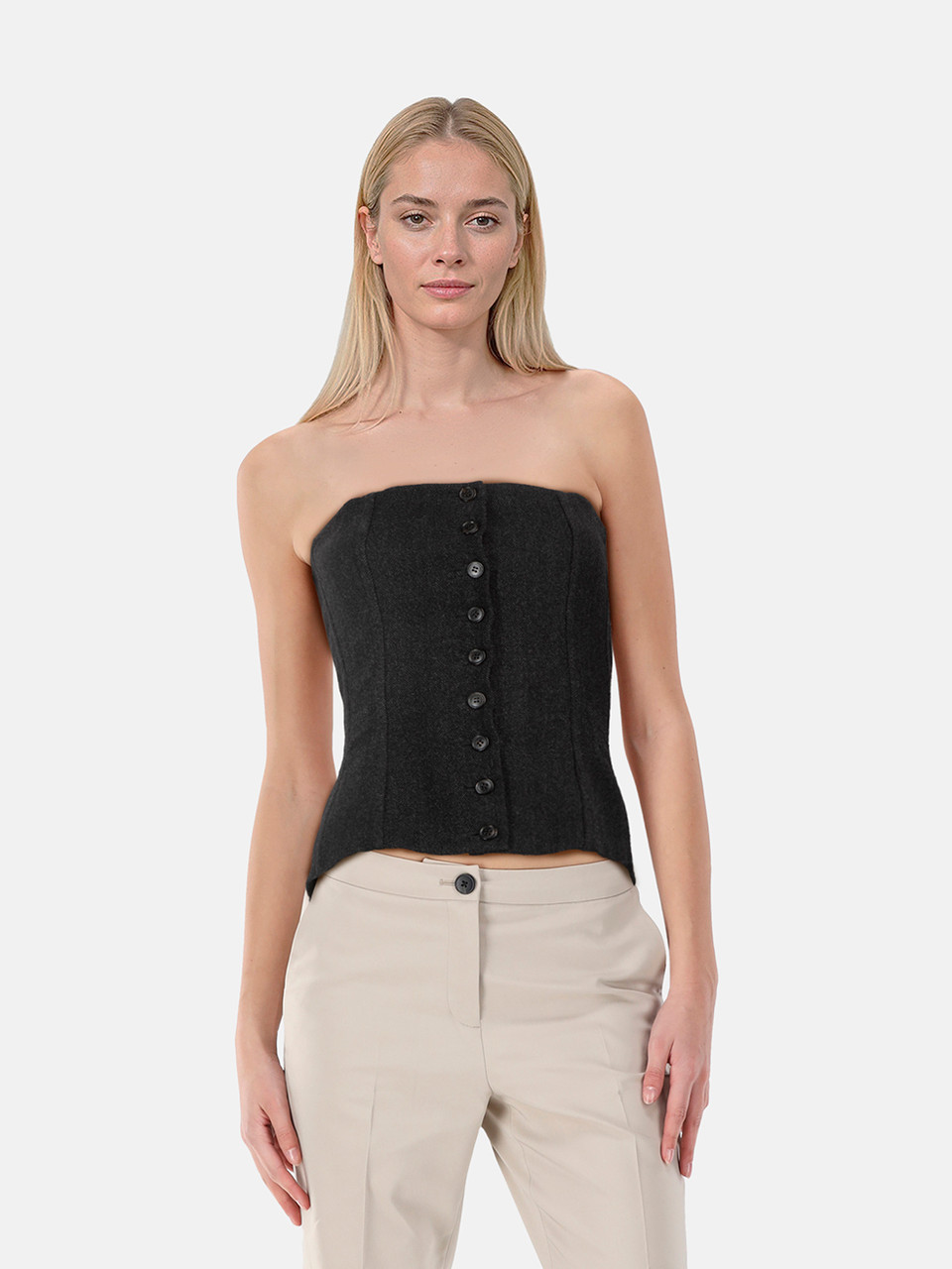 Dolce & Gabbana Grey Wool Corset Top