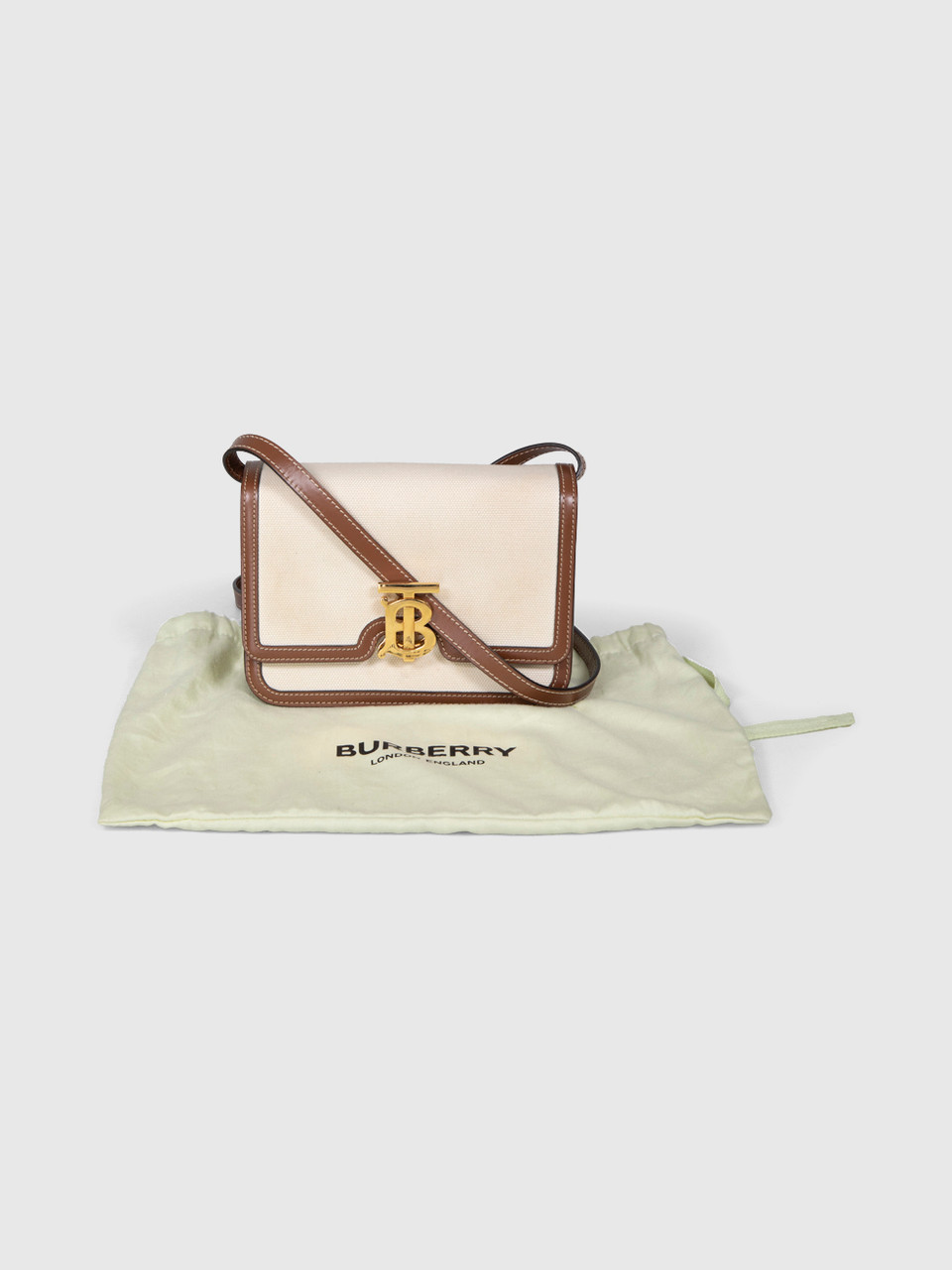 Burberry Ecru Canvas TB Shoulder Bag