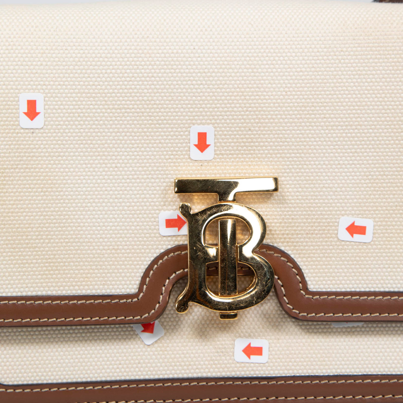 Burberry Ecru Canvas TB Shoulder Bag