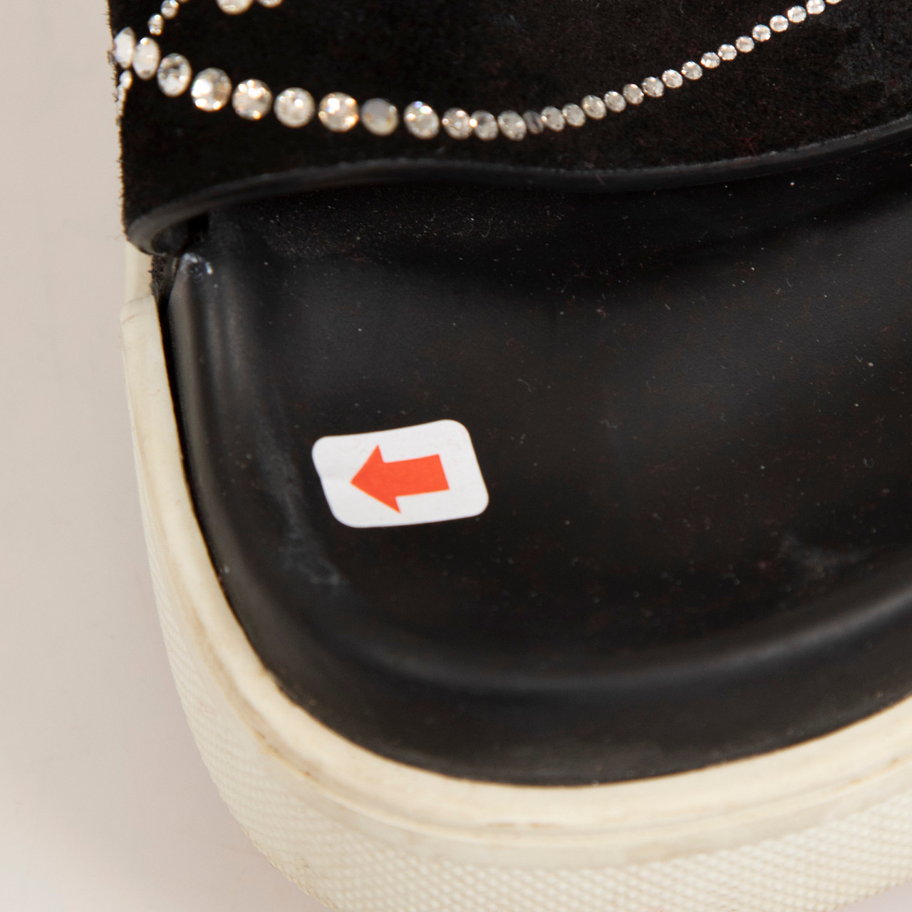 Christian Louboutin Black Suede Crystal Logo Slides