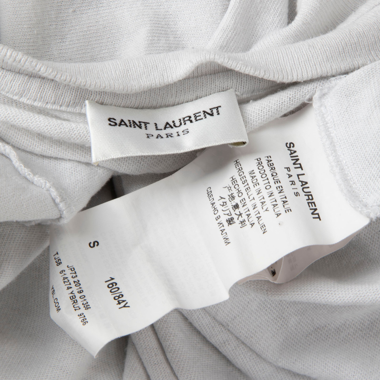Saint Laurent Grey Logo Star Print T-Shirt