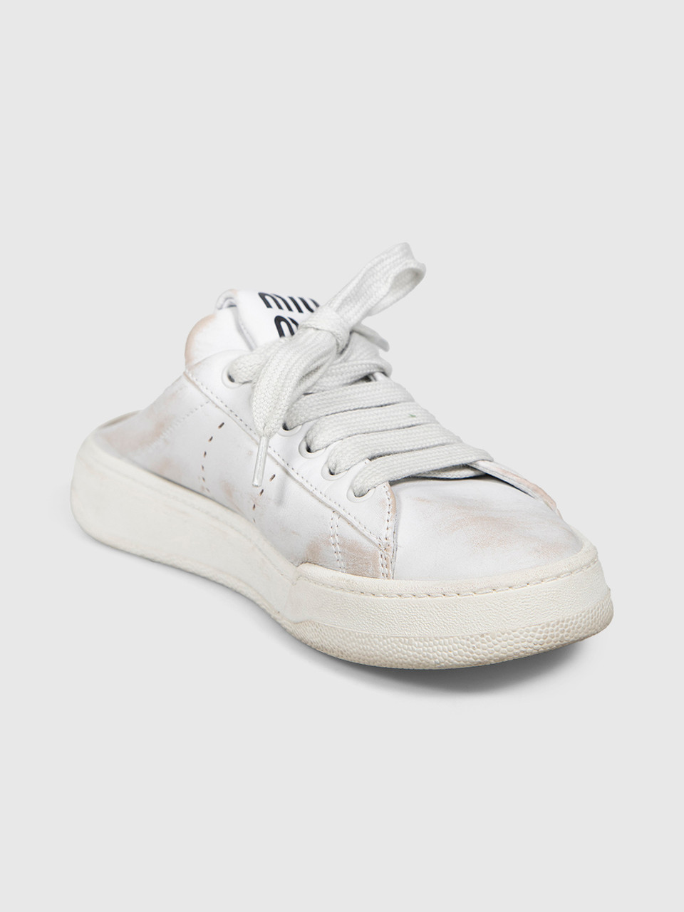 Miu Miu White Leather Mule Trainers