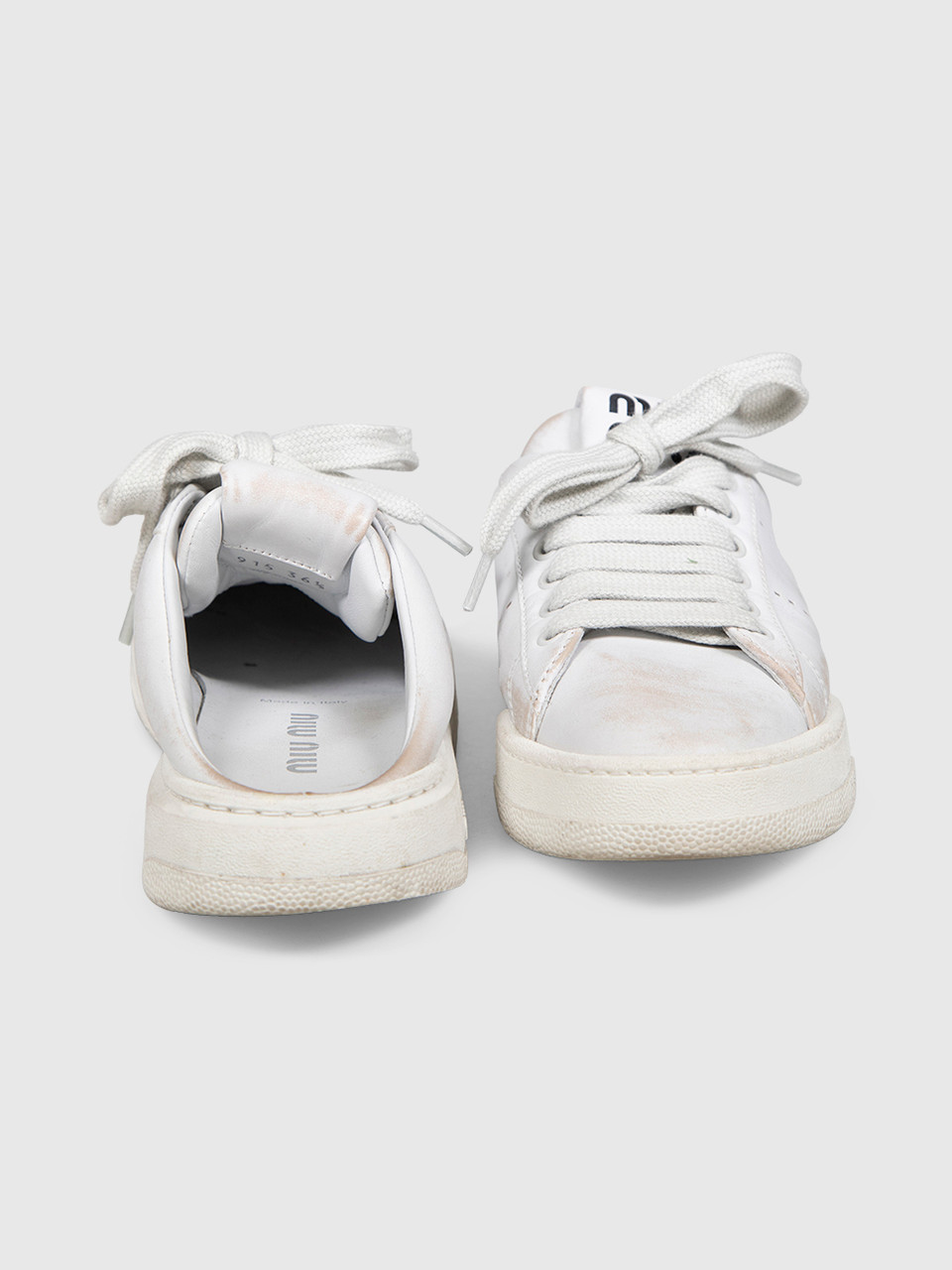 Miu Miu White Leather Mule Trainers