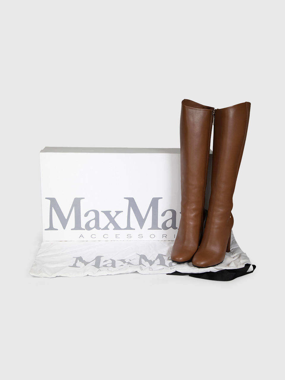Max Mara Brown High Heel Leather Boots