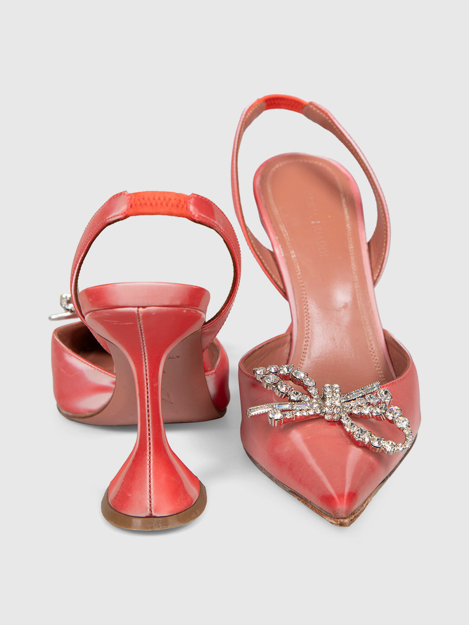 Amina Muaddi Pink Rosie Lenticular Acetate Heels