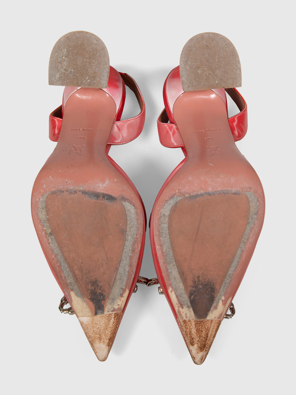 Amina Muaddi Pink Rosie Lenticular Acetate Heels