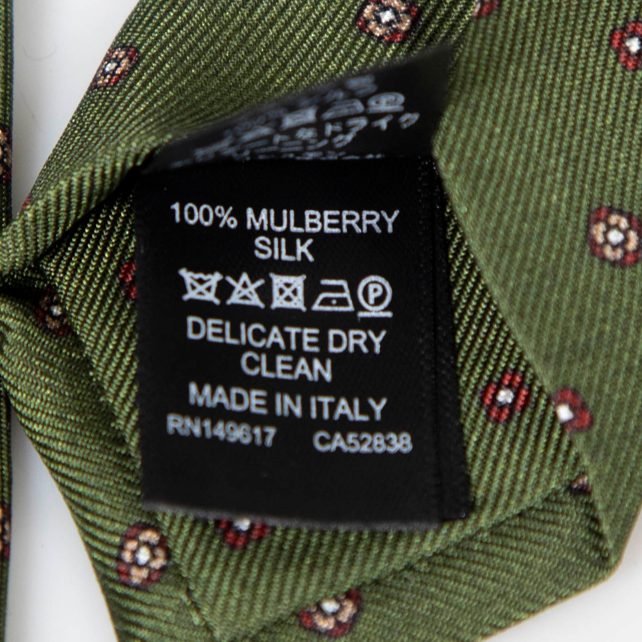 Dunhill Green Silk Floral Print Tie
