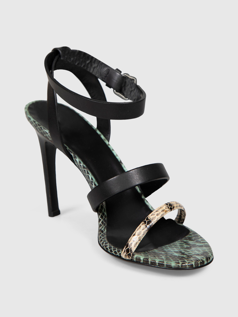Alexander McQueen Snake Embossed Leather Sandals