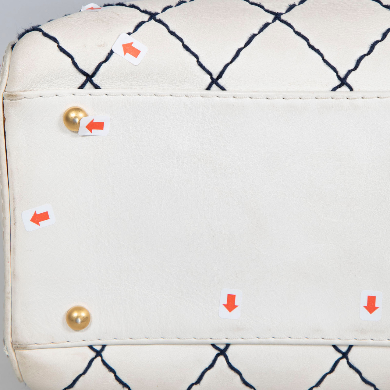 Chanel Vintage 00-02 Ecru Wild Stitch Bowling Bag