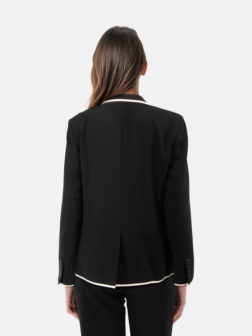 Saint Laurent Black Wool Blazer With Contrast Trim