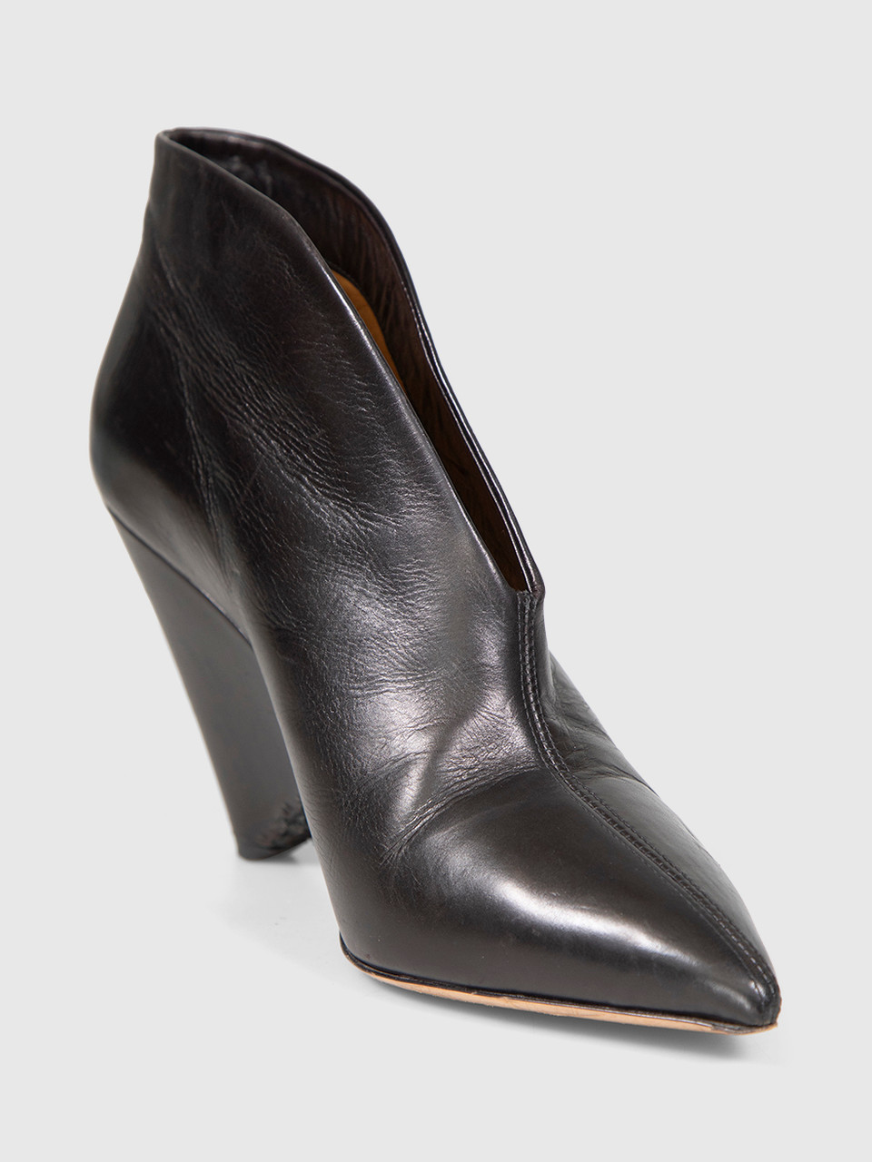 Isabel Marant Black V-Neck Leather Heels