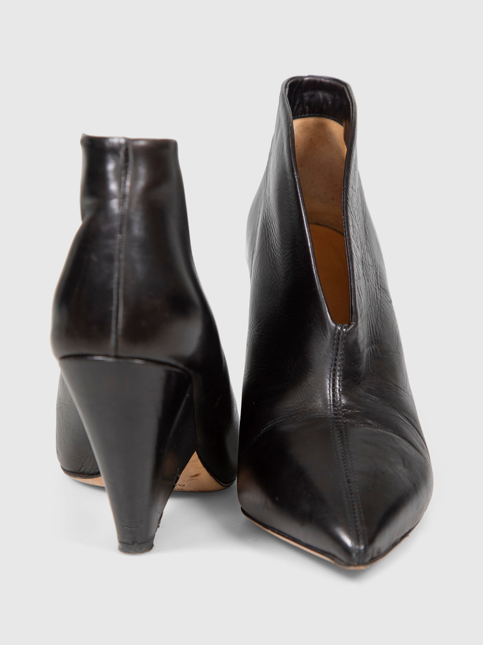 Isabel Marant Black V-Neck Leather Heels