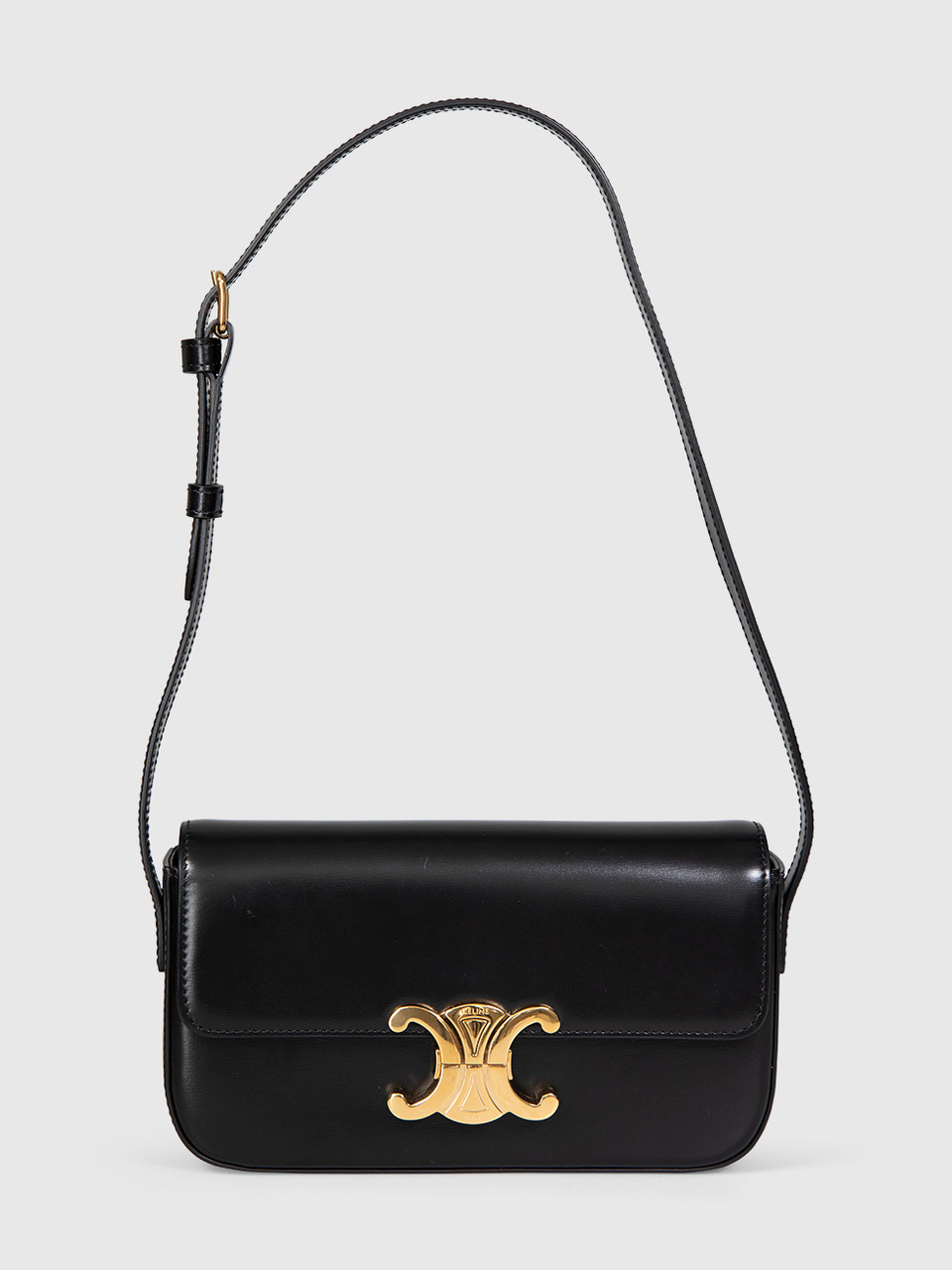 Céline Black Leather Triomphe Shoulder Bag
