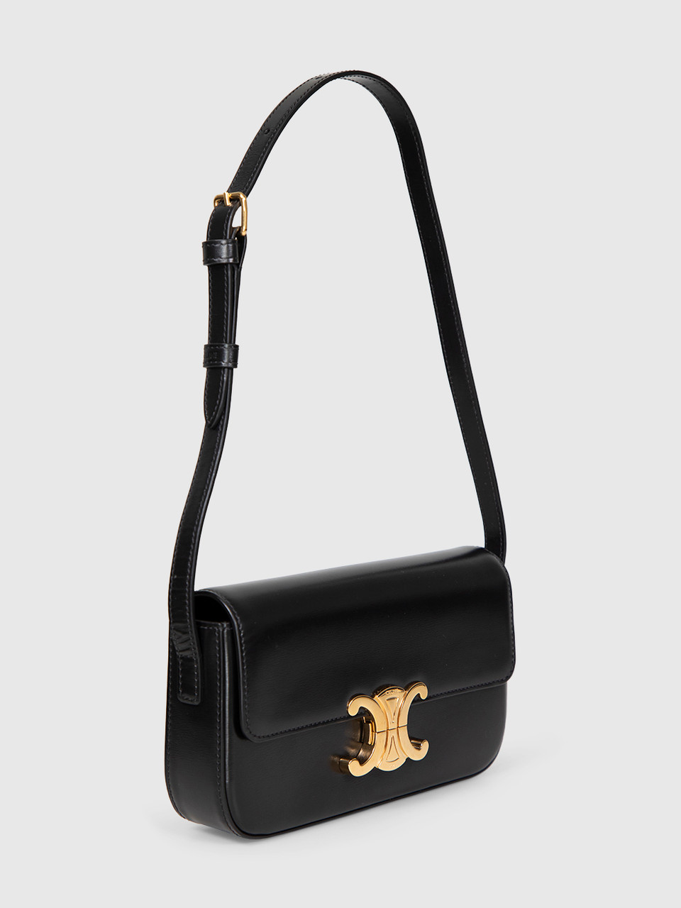 Céline Black Leather Triomphe Shoulder Bag
