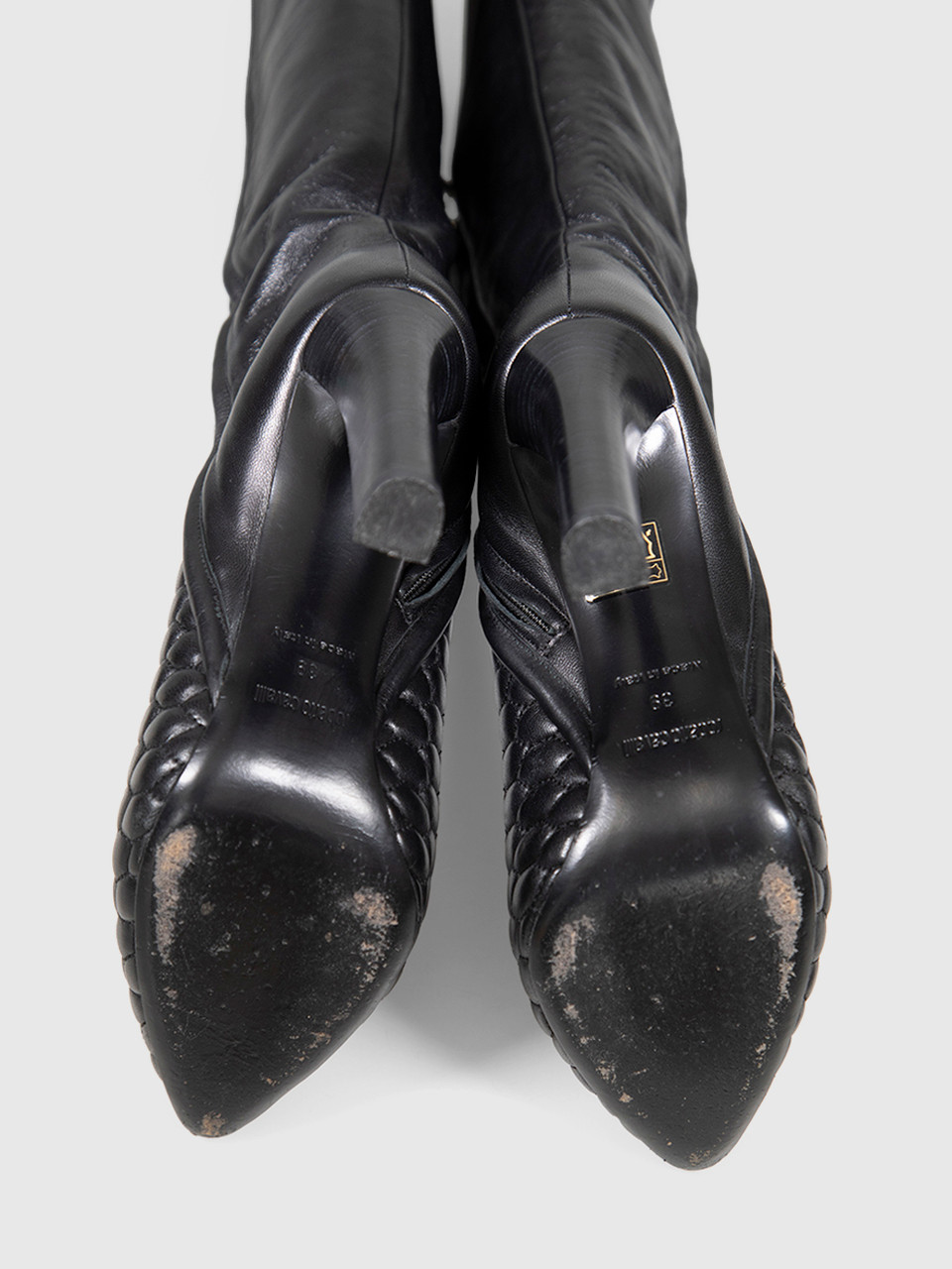 Roberto Cavalli Black Leather Python Quilted Boots