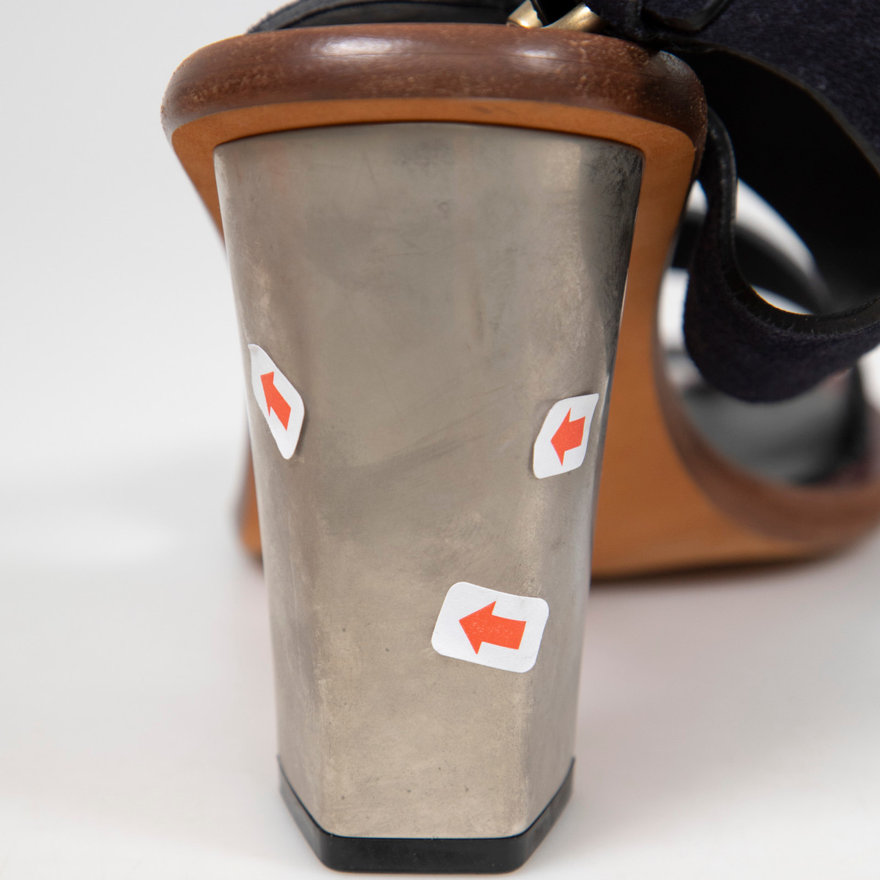 Céline Navy Suede Heeled Sandals