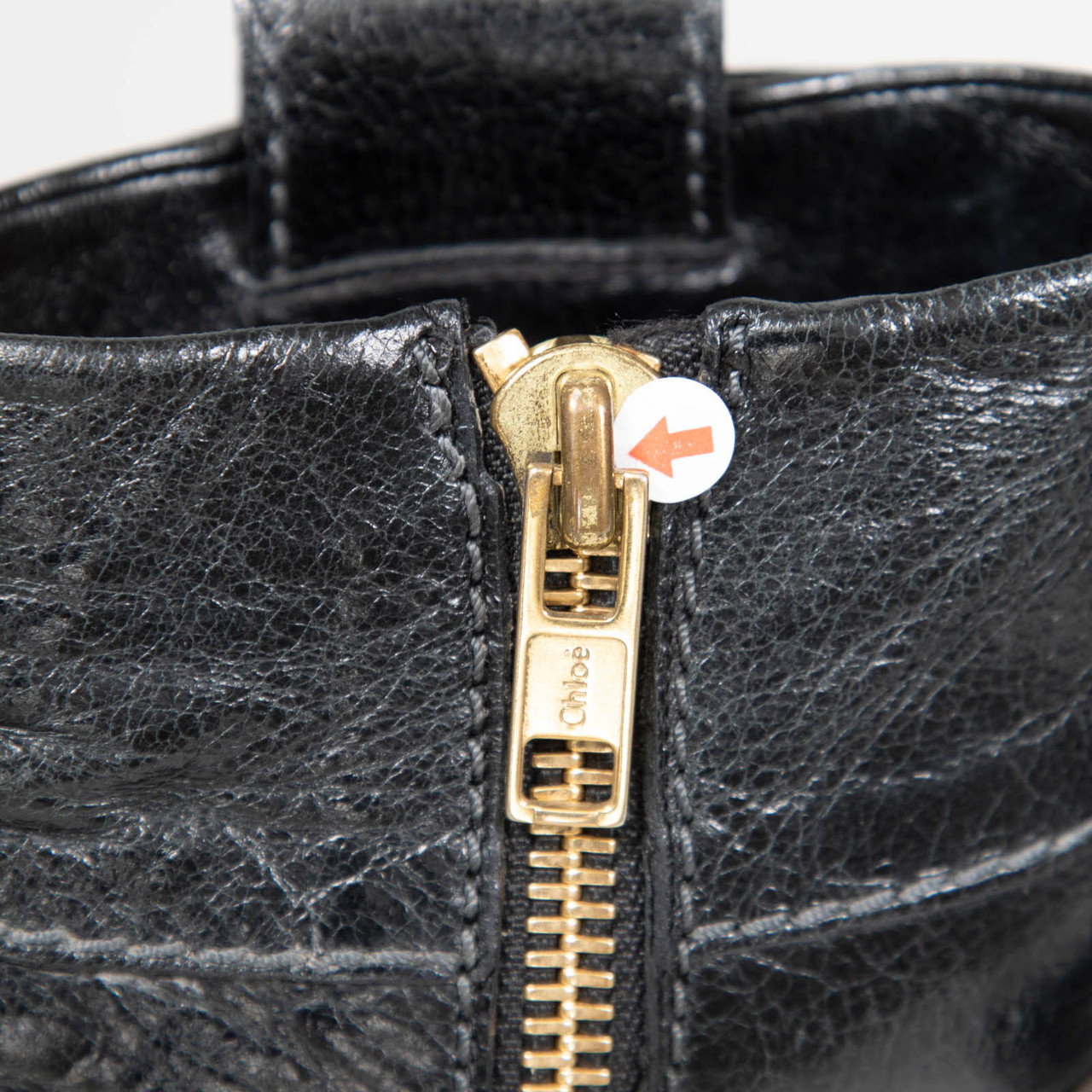 Chloé Black Leather Logo Tab Boots