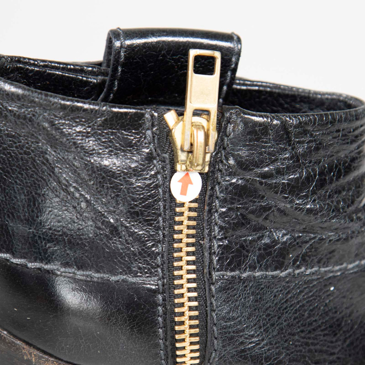 Chloé Black Leather Logo Tab Boots