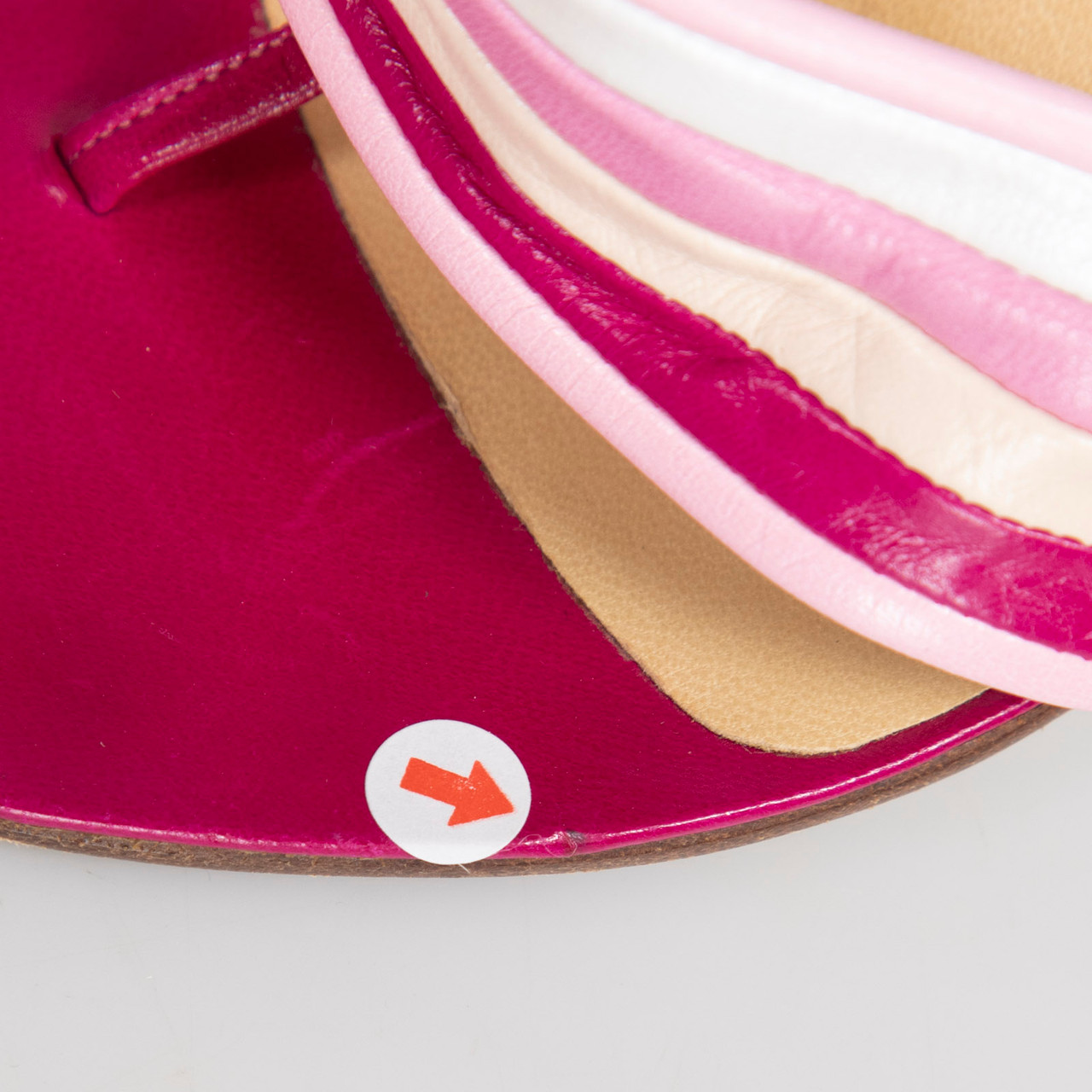 Gina Pink Leather Striped Sandals