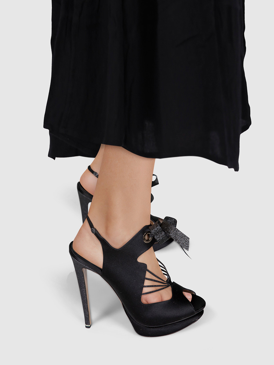 Nicholas Kirkwood Black Cut Out Glittery Heels