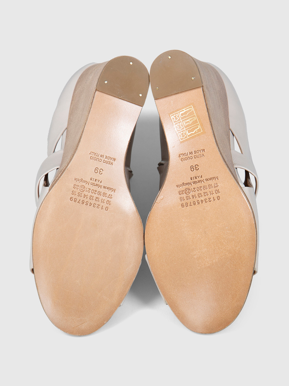 Maison Margiela Ecru Leather Cross Strap Wedges