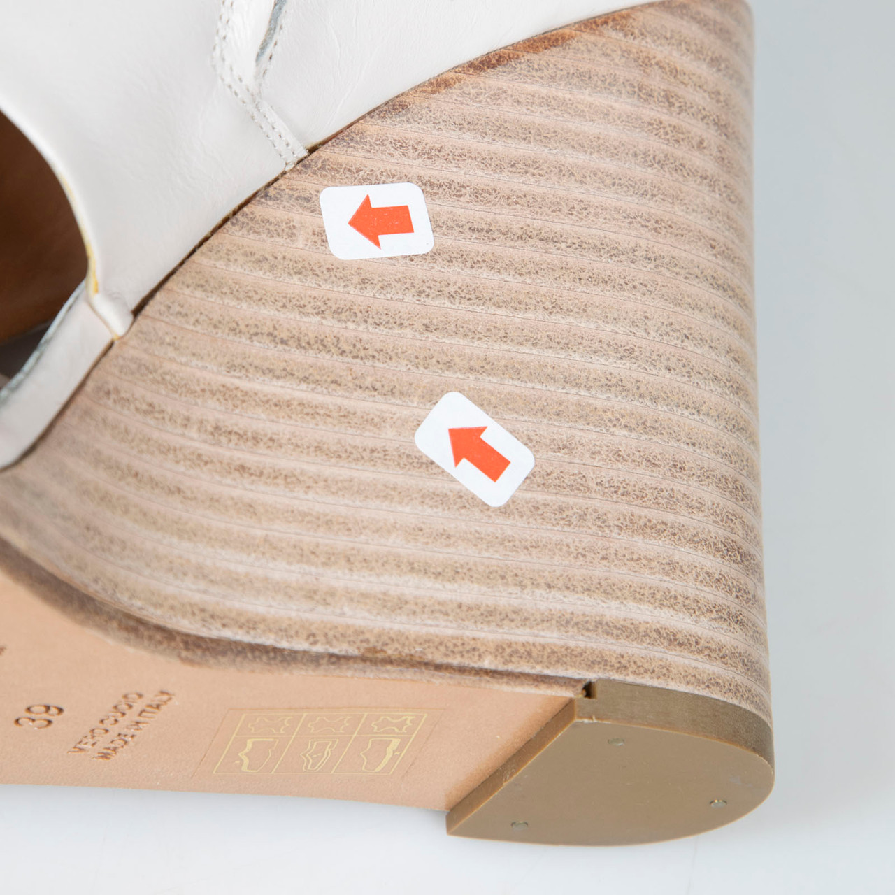 Maison Margiela Ecru Leather Cross Strap Wedges