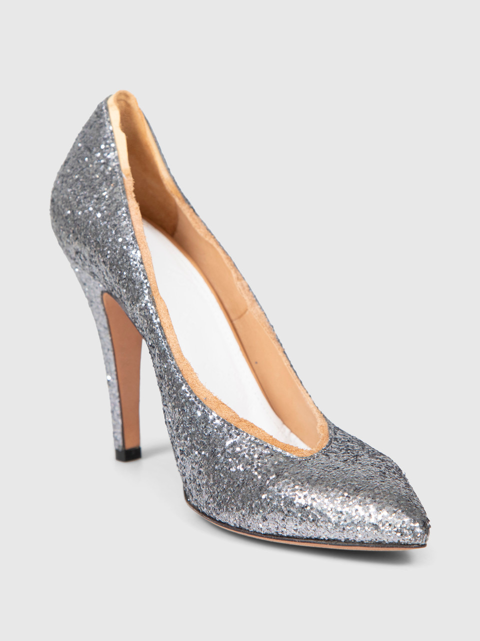 Maison Margiela Silver Glitter High Heel Pumps