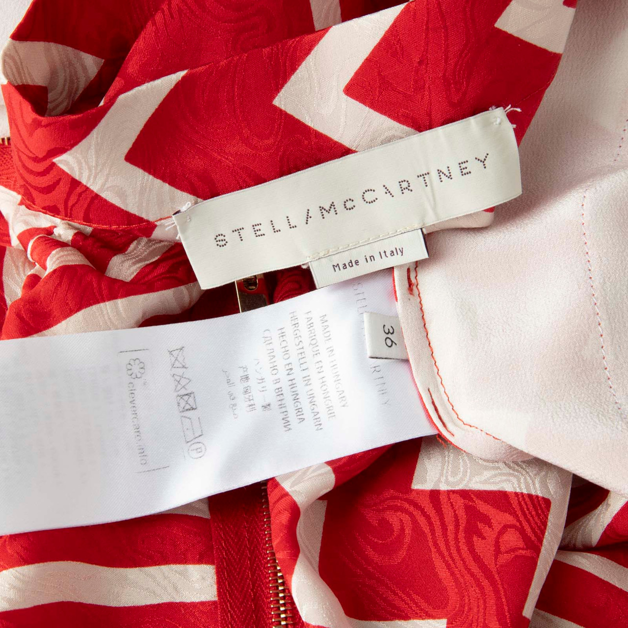 Stella McCartney Red & White Silk Asymmetric Skirt