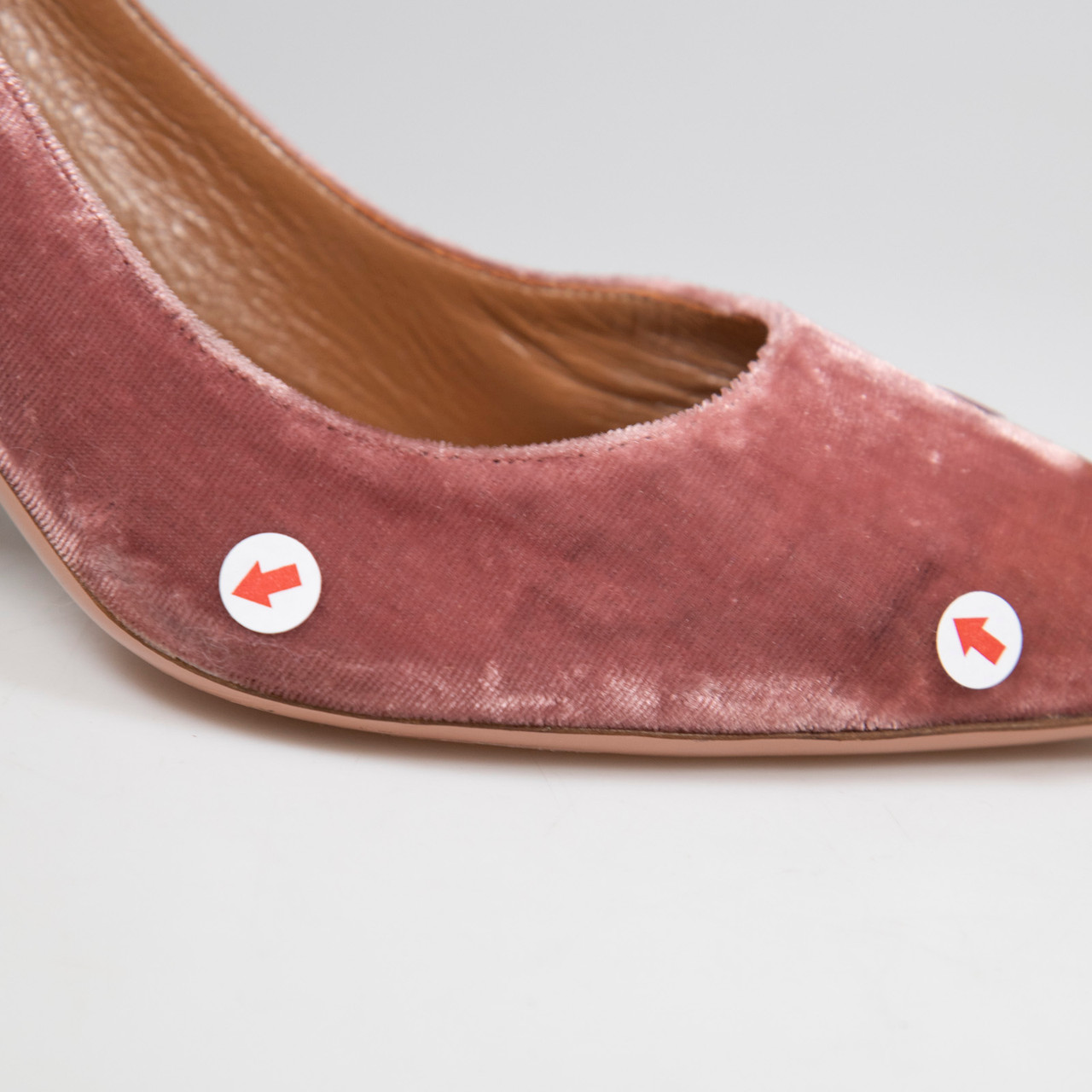 Aquazzura Pink Velvet Point Toe Cut Out Pumps