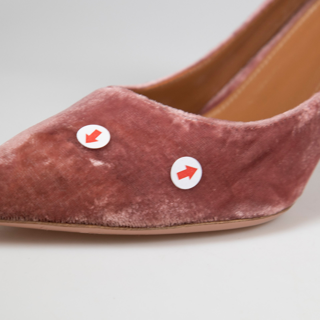 Aquazzura Pink Velvet Point Toe Cut Out Pumps