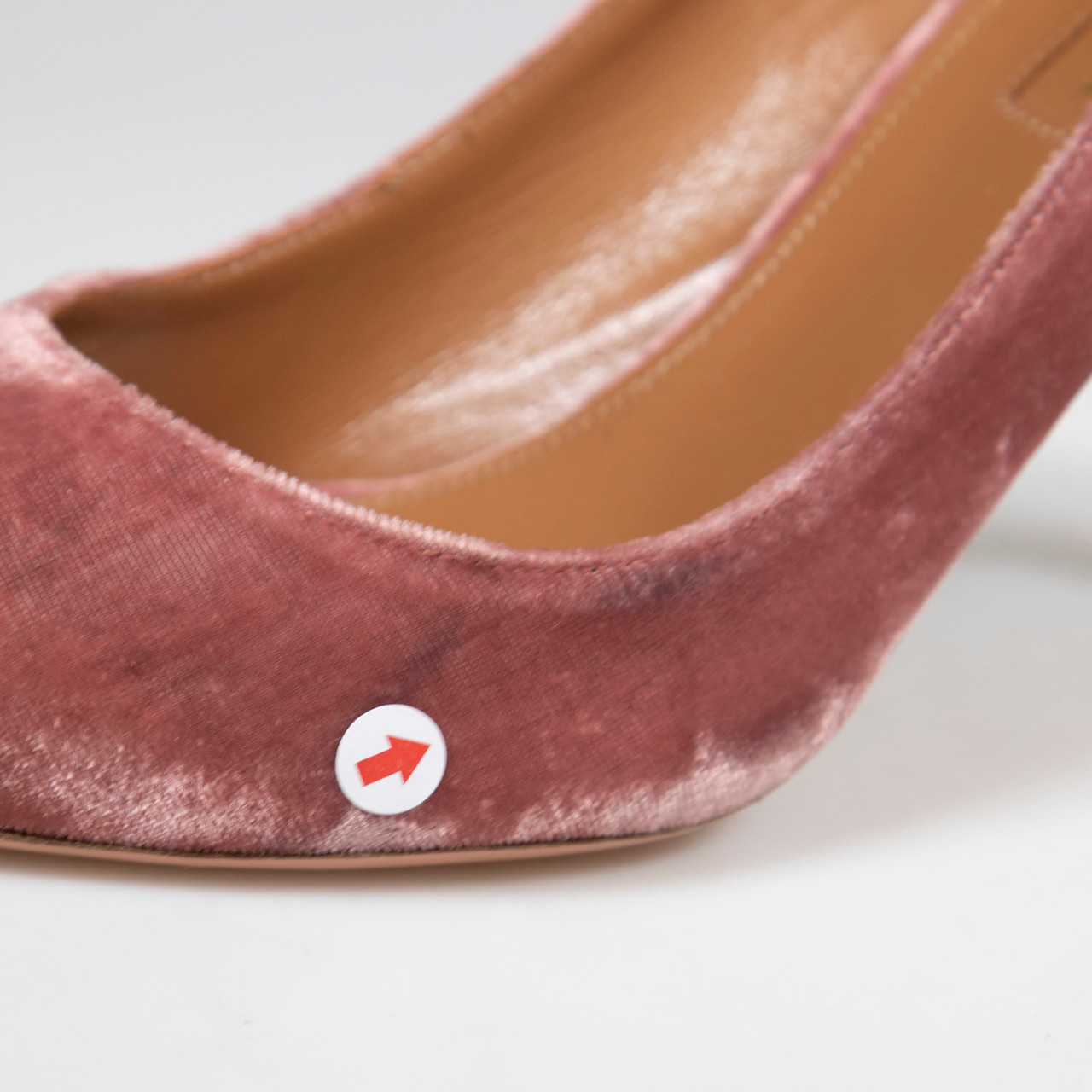 Aquazzura Pink Velvet Point Toe Cut Out Pumps