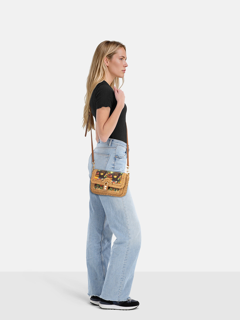 Dolce & Gabbana Brown Raffia Island Crossbody Bag