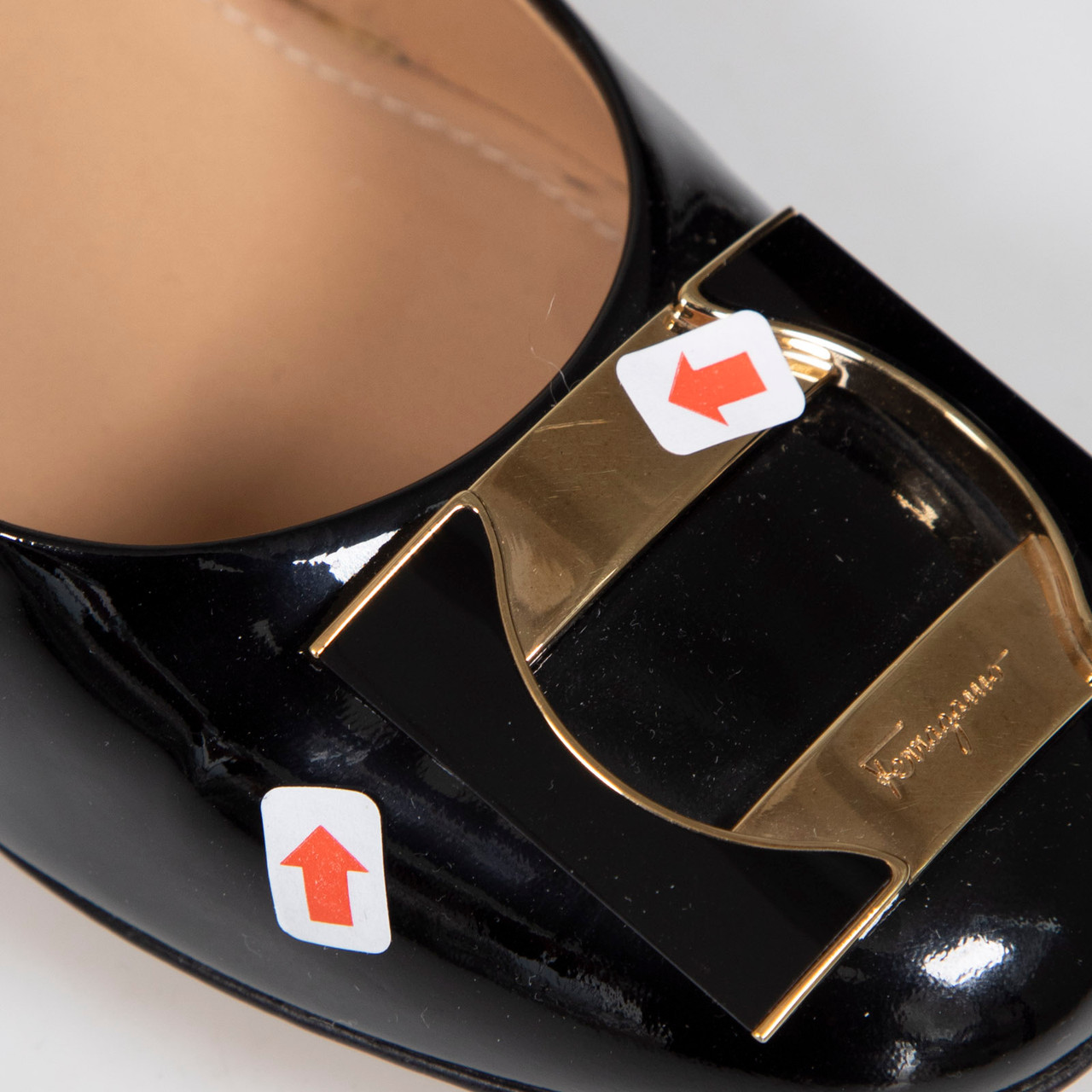 Salvatore Ferragamo Black Patent Buckled Pumps