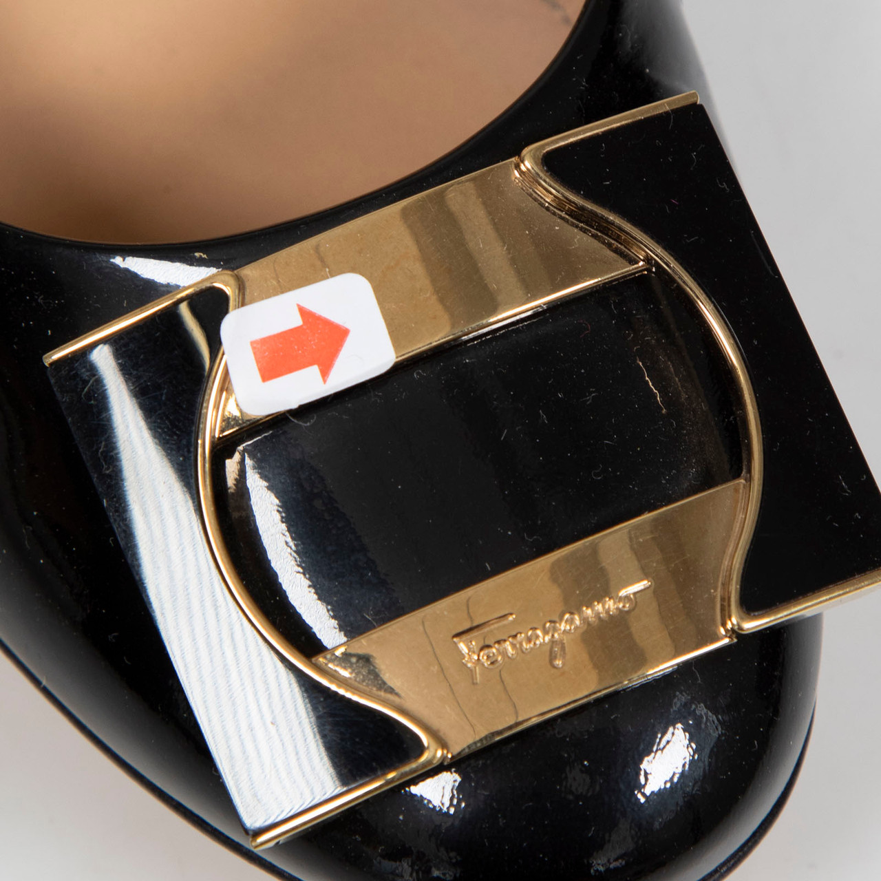 Salvatore Ferragamo Black Patent Buckled Pumps