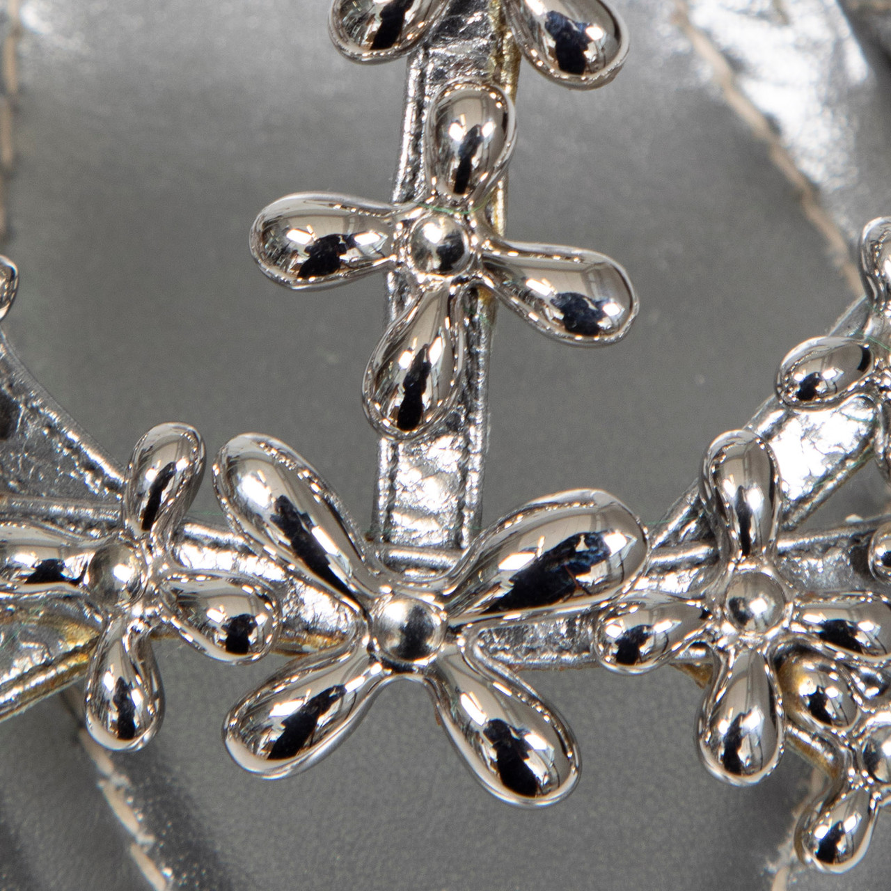 Alaïa Silver Leather Floral Wedge Sandals