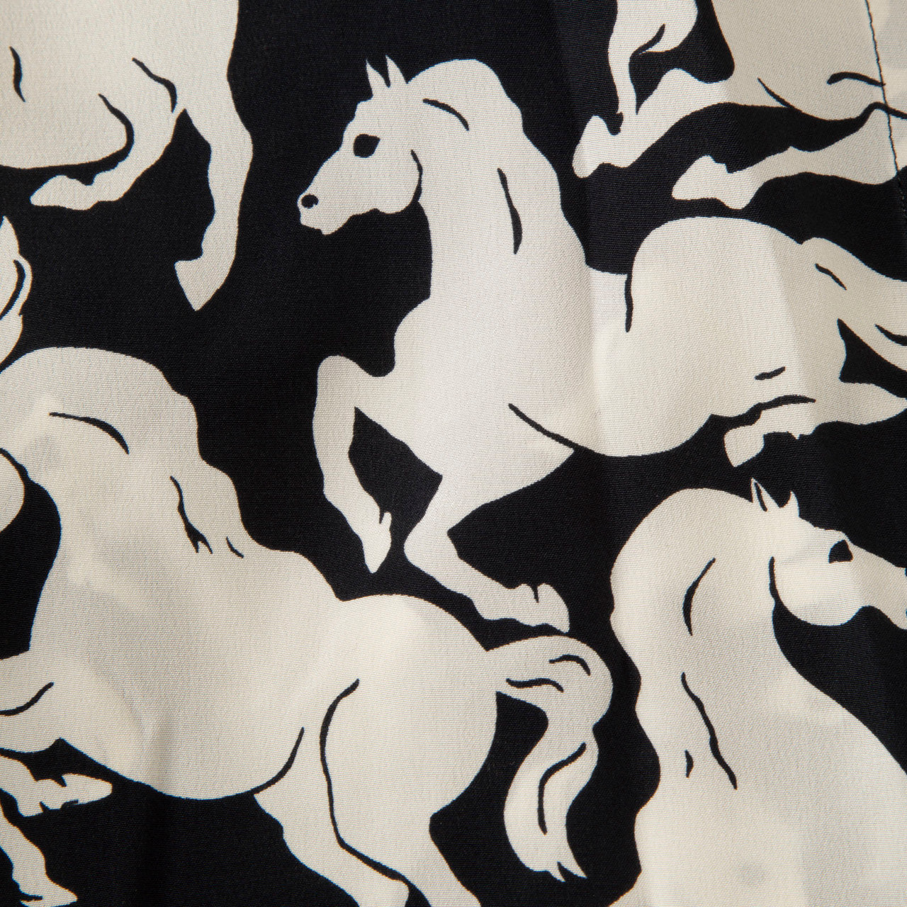 Stella McCartney Black & White Silk Horse Blouse