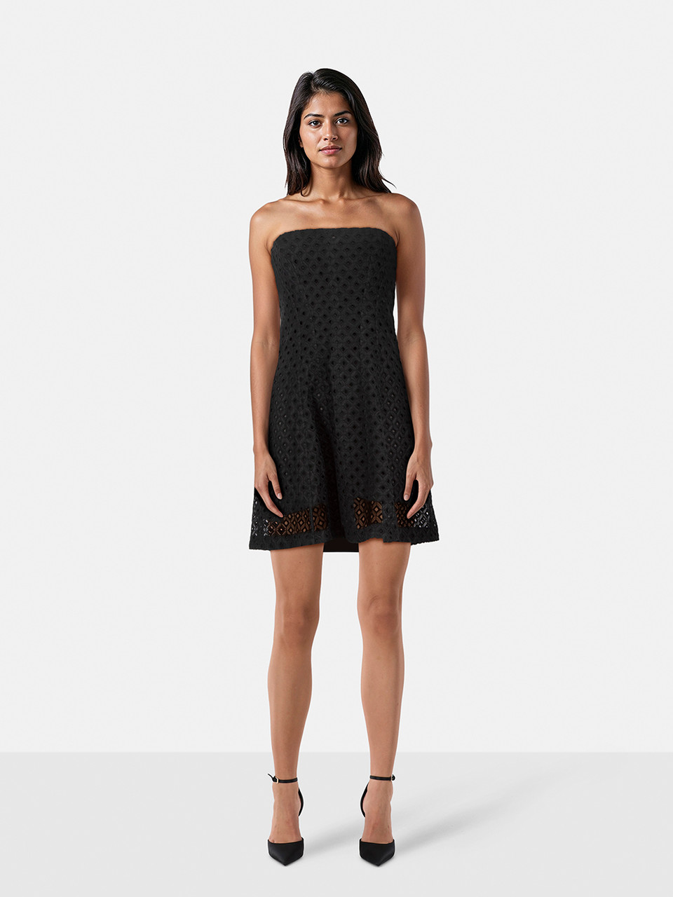 Stella McCartney Black Broderie Strapless Dress
