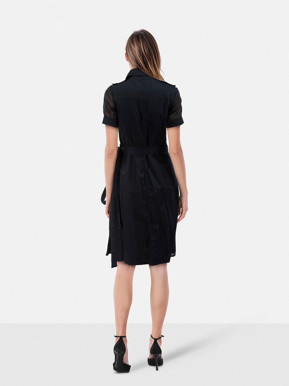 Burberry Navy Midi Short Sleeve Wrap Dress