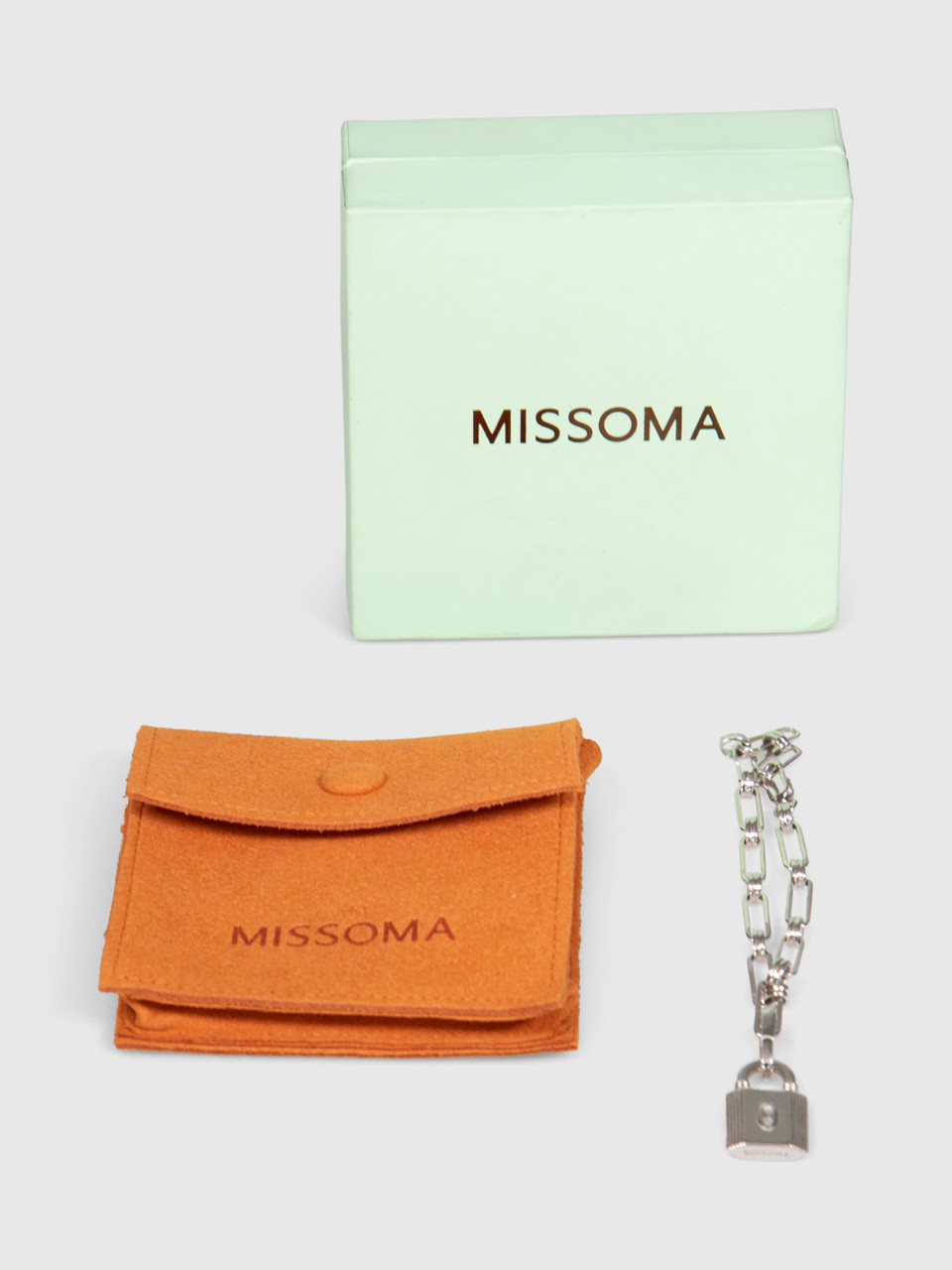 Missoma Silver Small Ridge Padlock Aegis Chain Bracelet