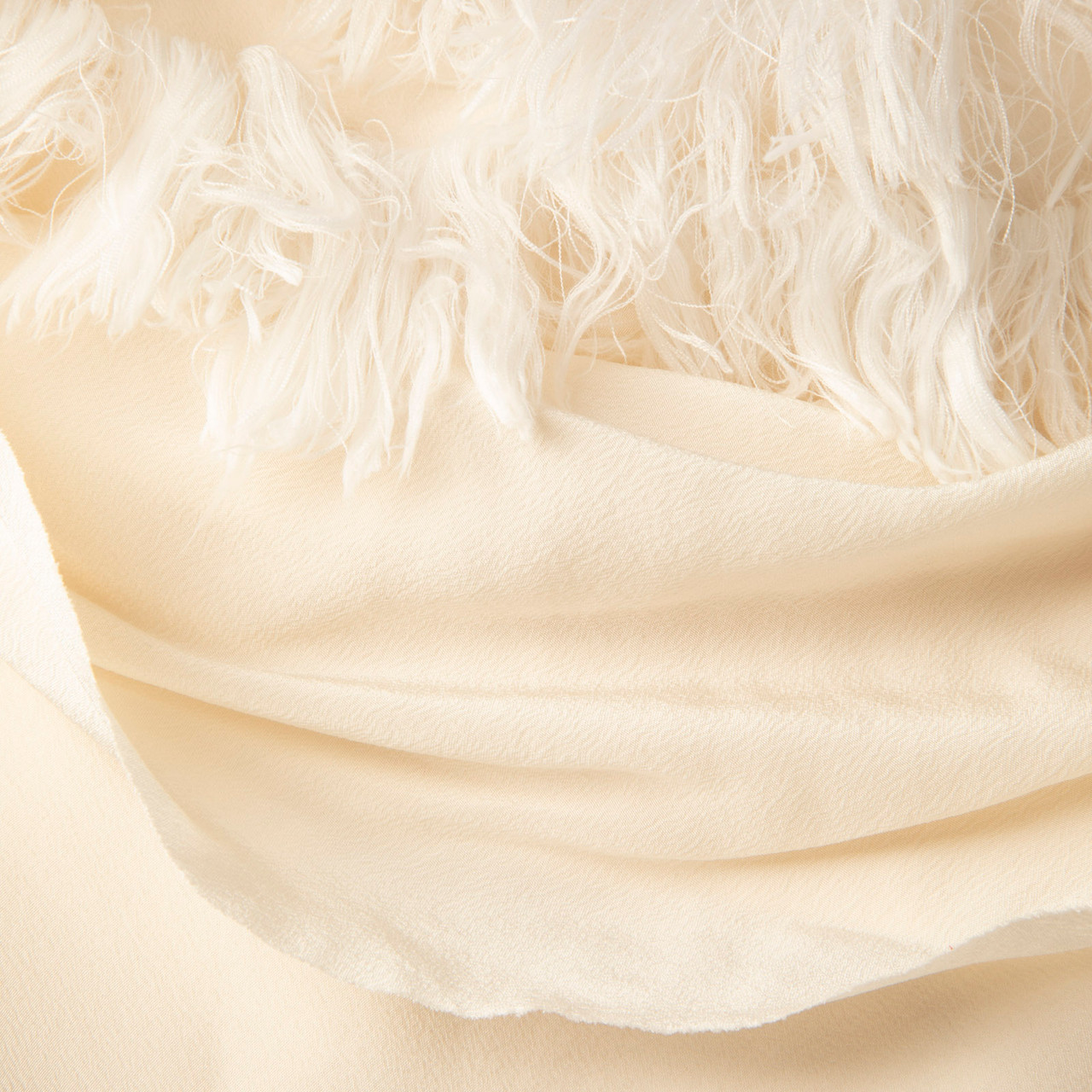 Victoria Beckham Ivory Silk Fringed Maxi Dress