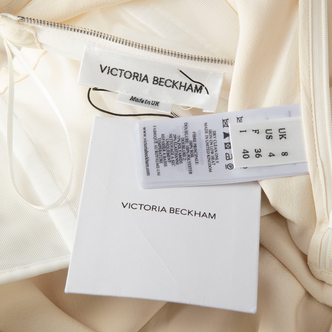 Victoria Beckham Ivory Silk Fringed Maxi Dress