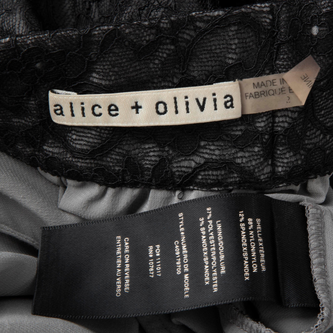 Alice + Olivia Black Lace Slim Fit Trousers