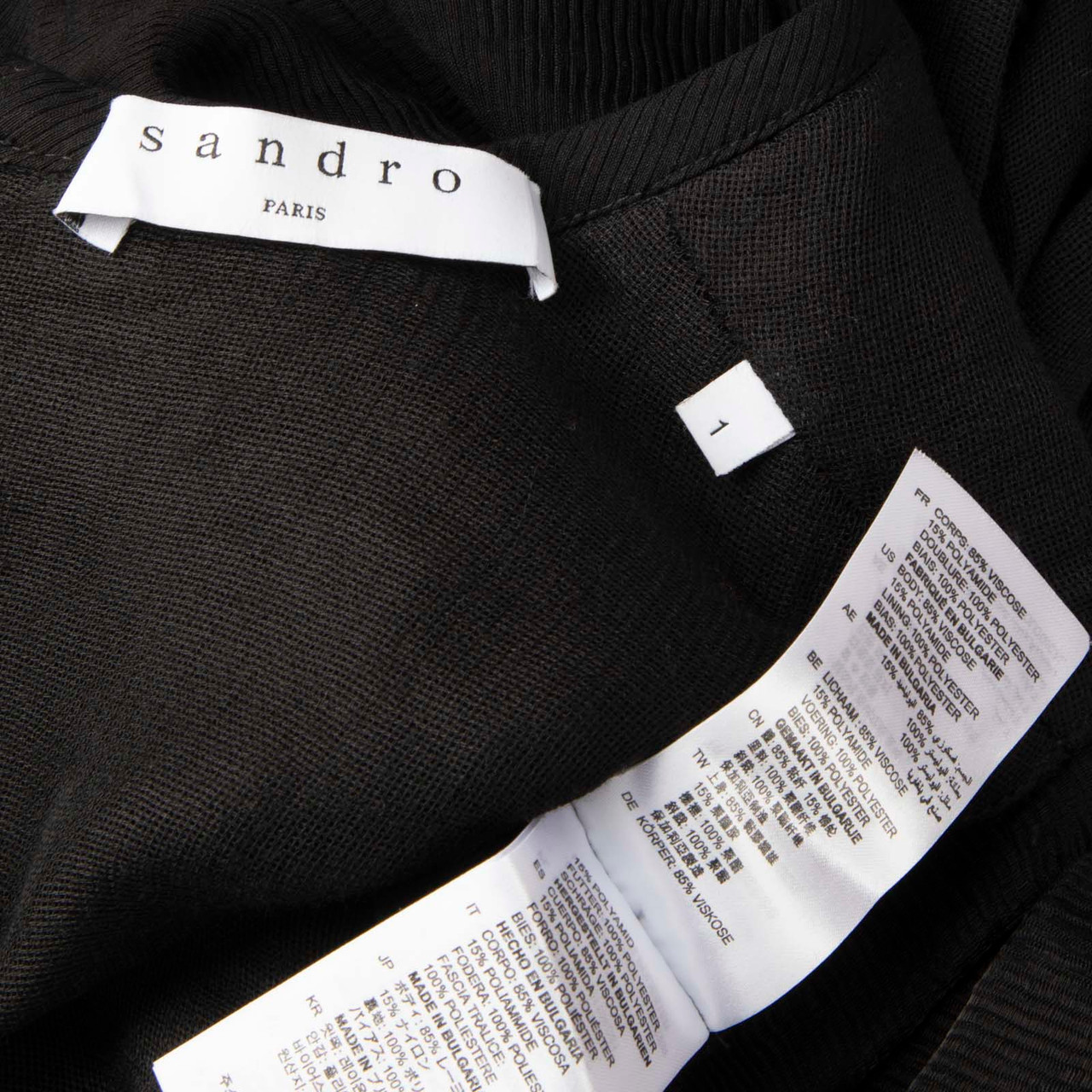 Sandro Black Pearl Embellished Tiered Dress