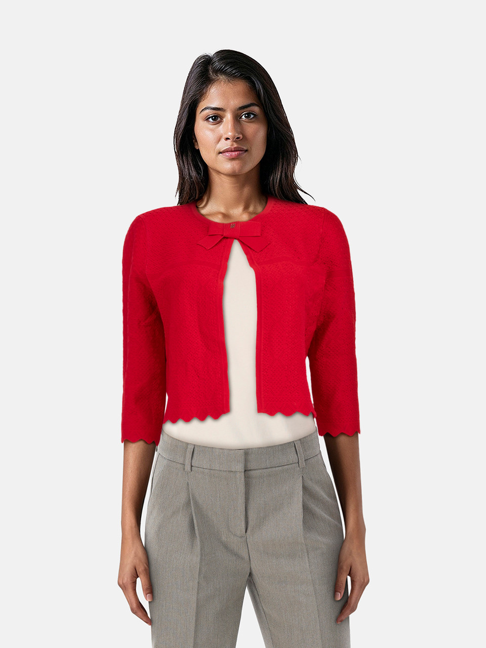 Carolina Herrera Red Bow Detail Cardigan