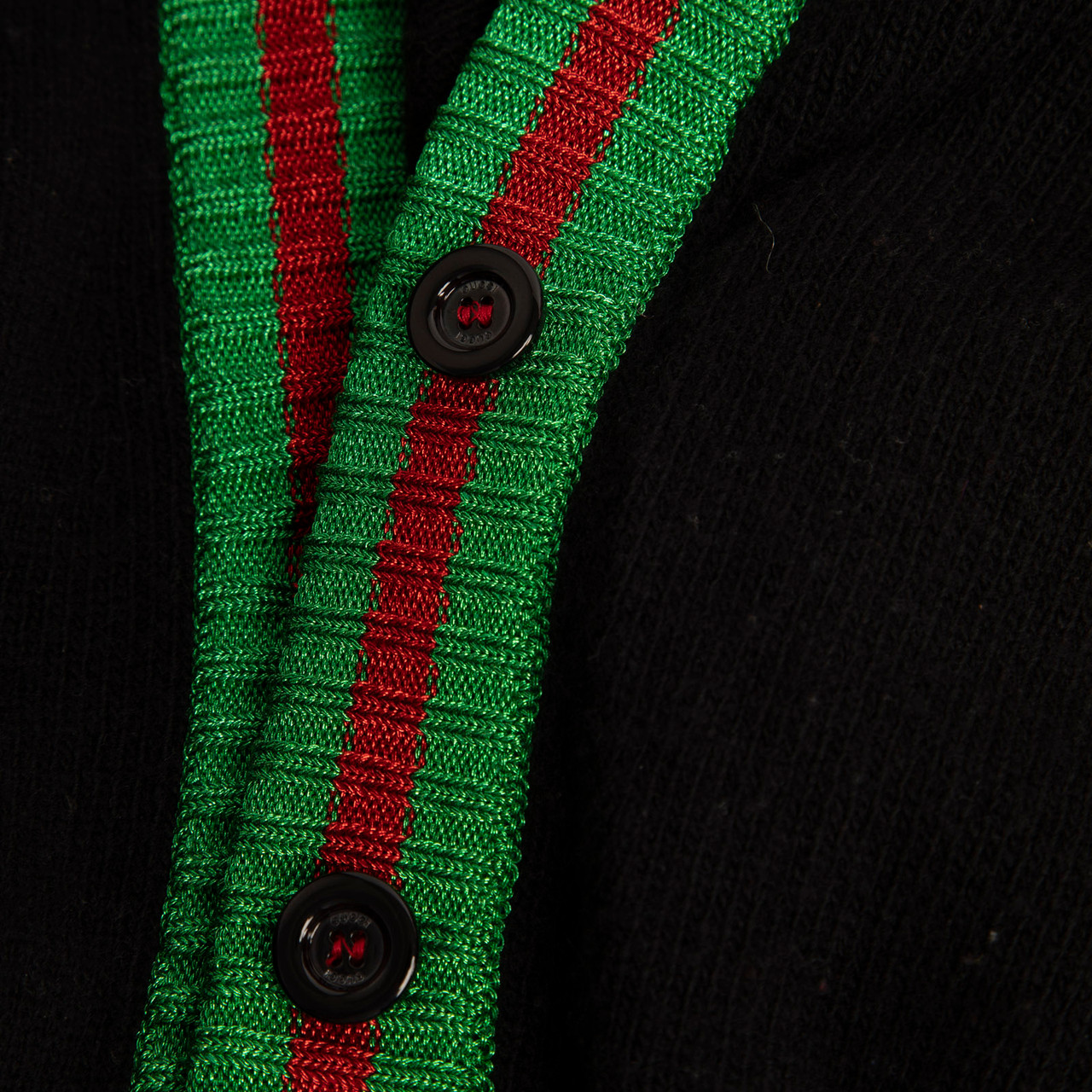 Gucci Black Knit Metallic Trim Cardigan